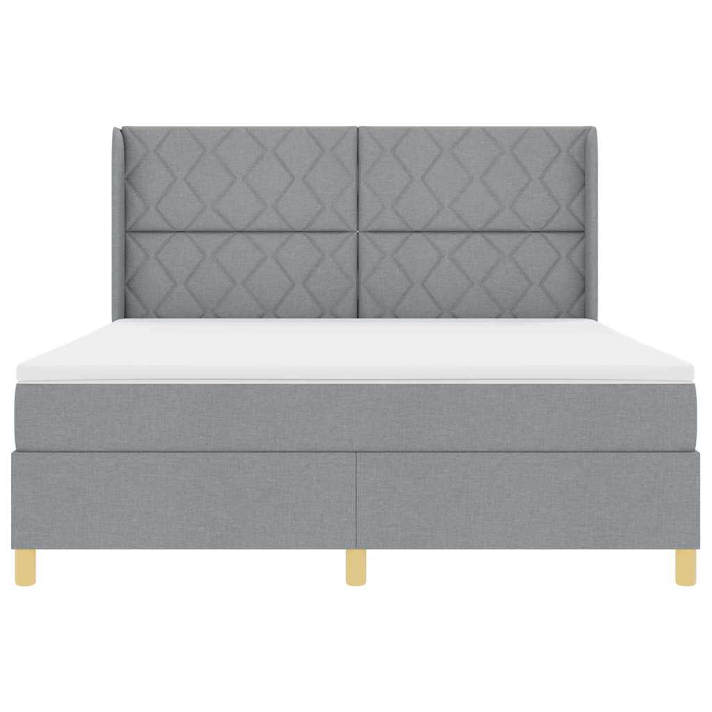 Box Spring Bed with LED Light Strips Light Gray 180 X 200 Cm Fabric