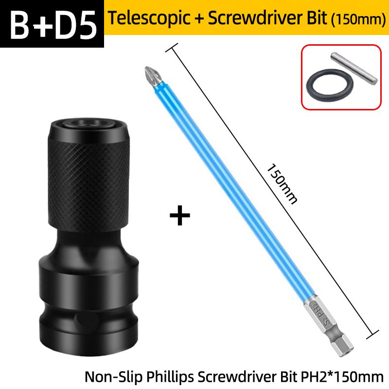 PH2 Phillips Screwdriver Bits Cross Head Magnetic 50/100/150mm Hand Tool 1/2” Square To 1/4” Hex Wrench Socket Adapter Converter