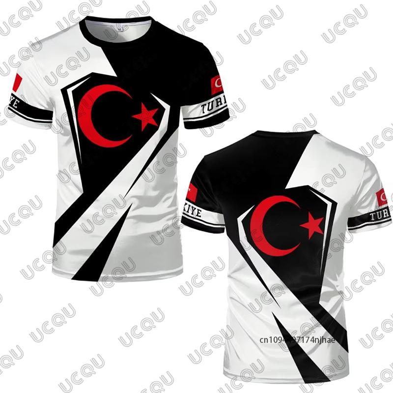 2026 New Turkish Flag Print Soccer Jersey For Men T-Shirt Summer Quick-Drying Sports Short Sleeve Tees Casual Kids/Adult Tops