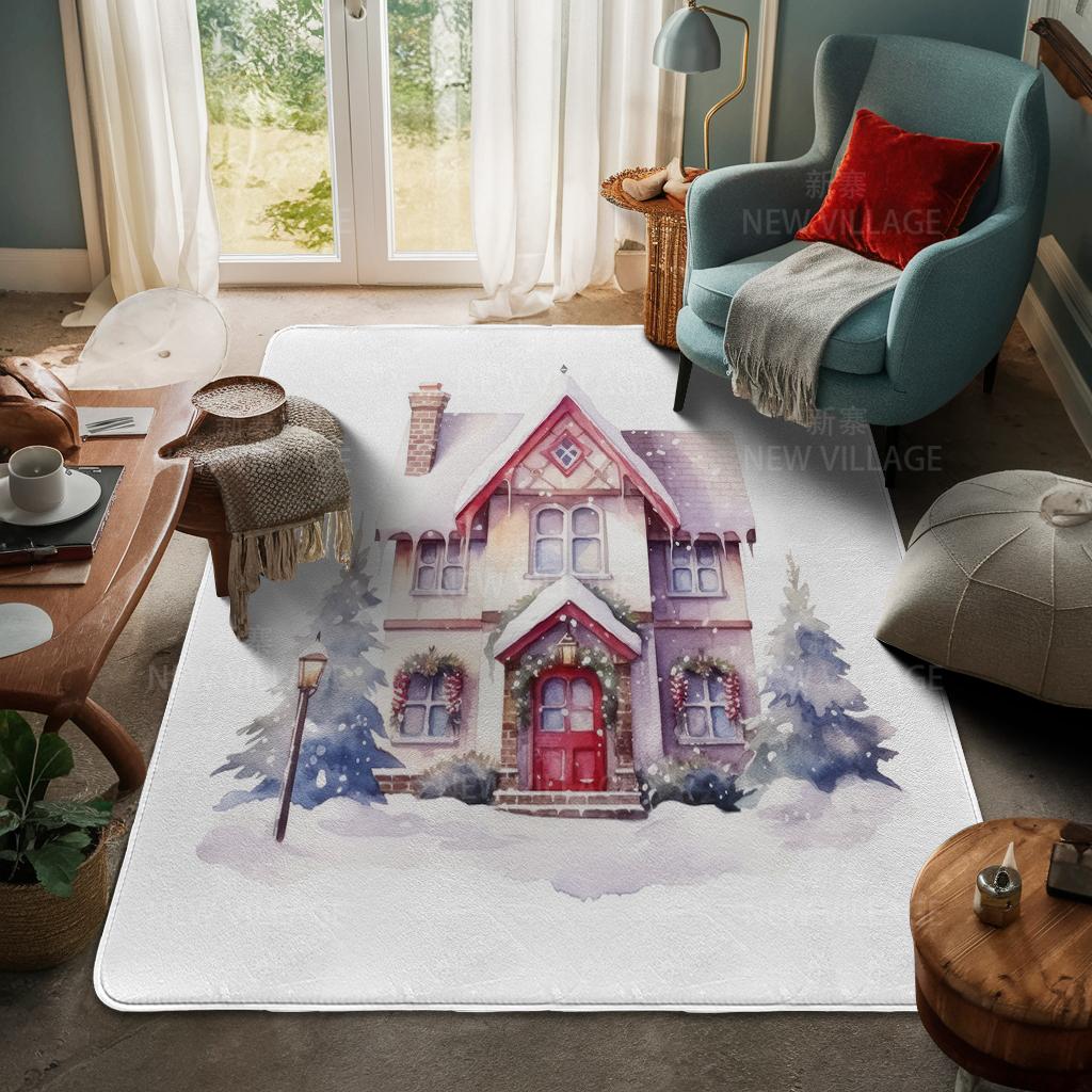 House Entrance Carpet Home Door Mat Living Room Bath Foot Bathroom Non-slip Water Absorption Rugs Bath Merry Christmas Winter