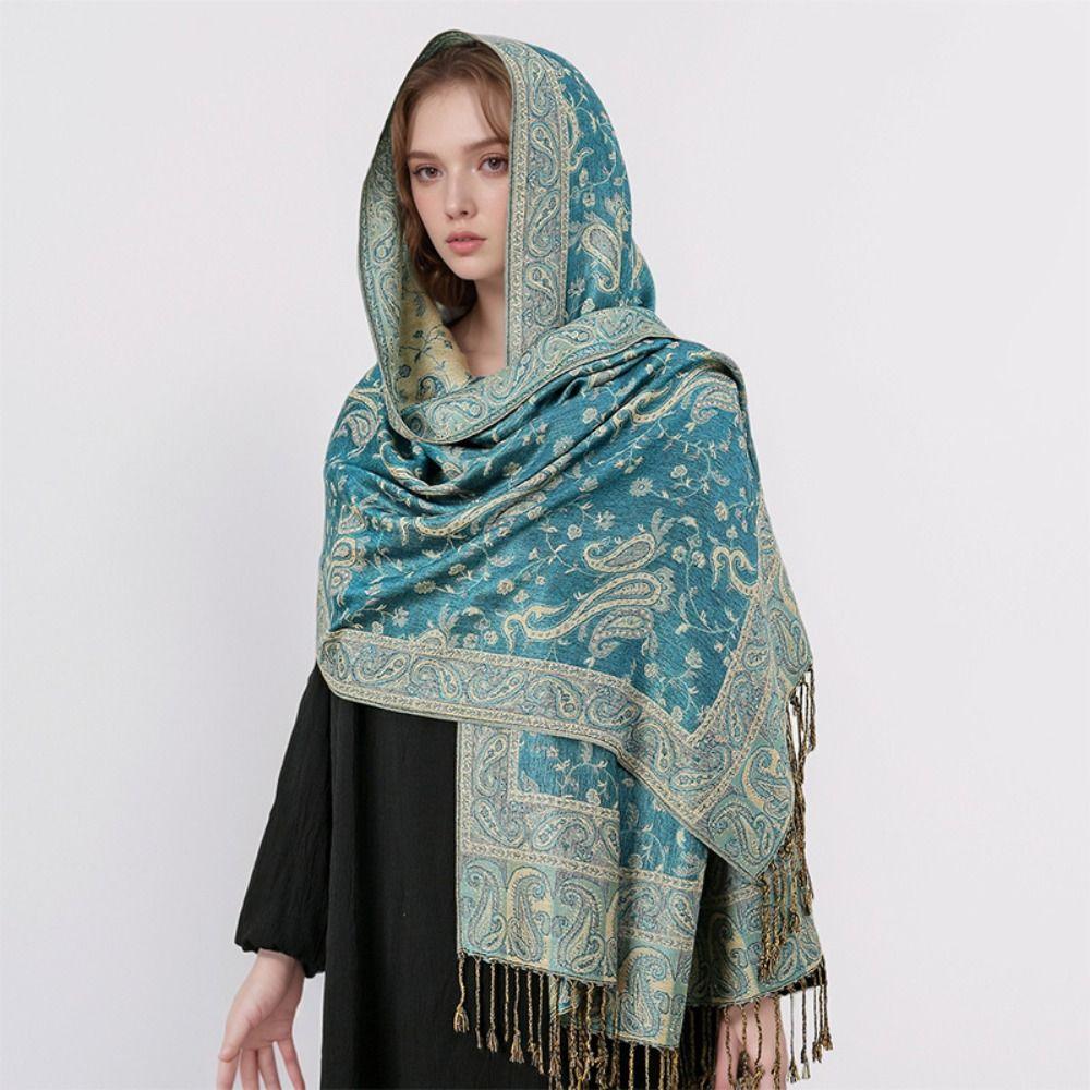 Printed Tassel Blanket Shawl Pashmina Cashmere Shawl Vintage Headscarf  Women