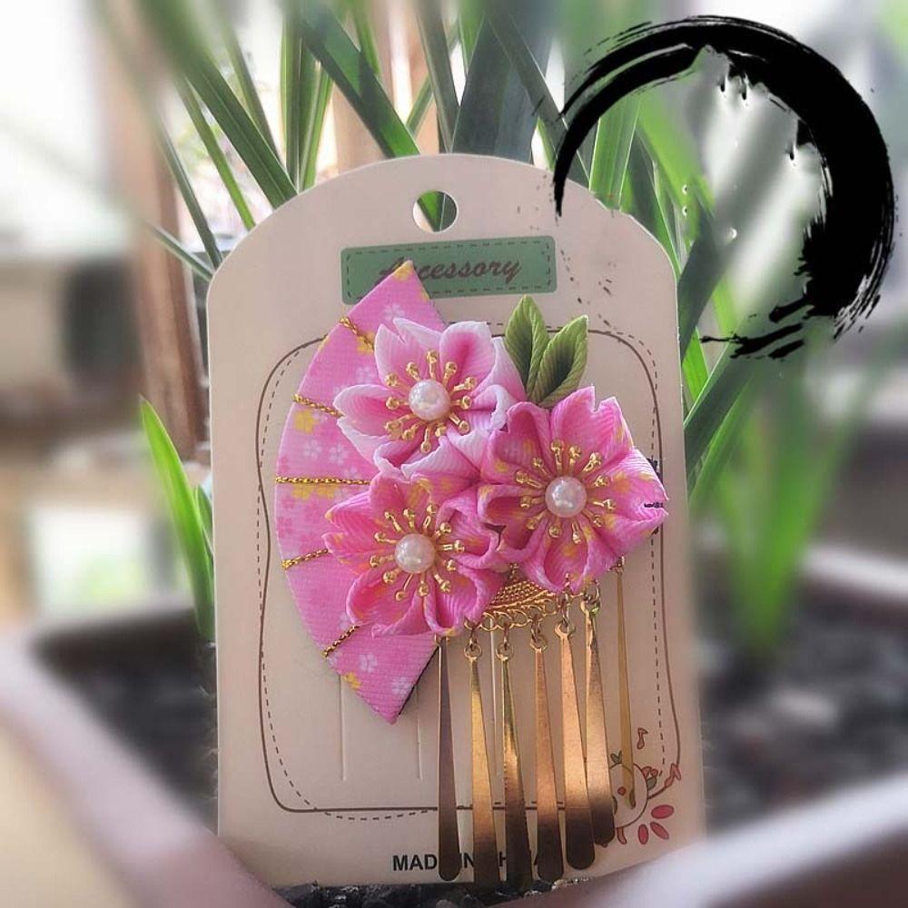 Sakura Tassel Fan Hairpin Tassels Japanese Kimono Headwear Lovely Girls