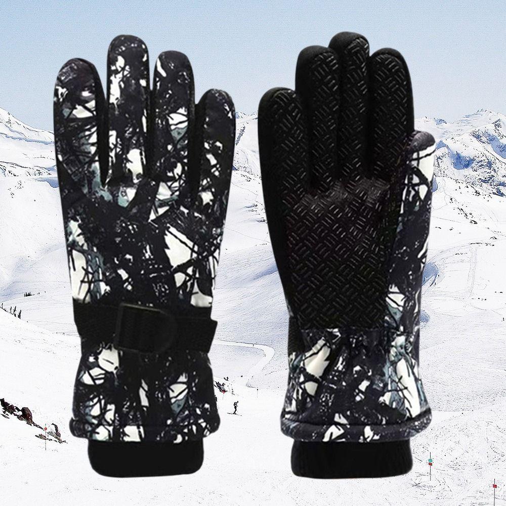Kids Thicken Warm Children Ski Gloves Long-sleeved Mitten Windproof Waterproof Snow Snowboard