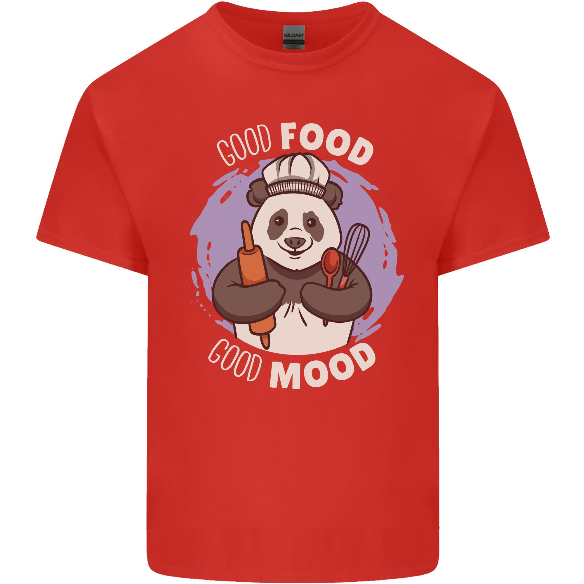 Good Food Good Mood Funny Panda Chef BBQ Unisexs Light Cotton TShirt S