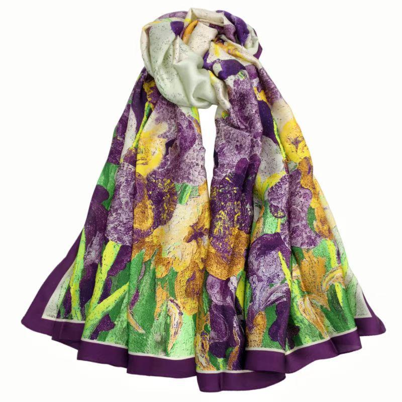 Oil Painting Fashion Scarf, Women's Dual-use, Autumn and Winter Warm and Cold Scarf, Scarf Scarf, Windproof Shawl