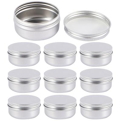 10PCS/Set 50/100ML Metal Round Tins Aluminum Empty Silver Cans With Screw Lid Jars For Salve Spices Candles Lipstick Cosmetic