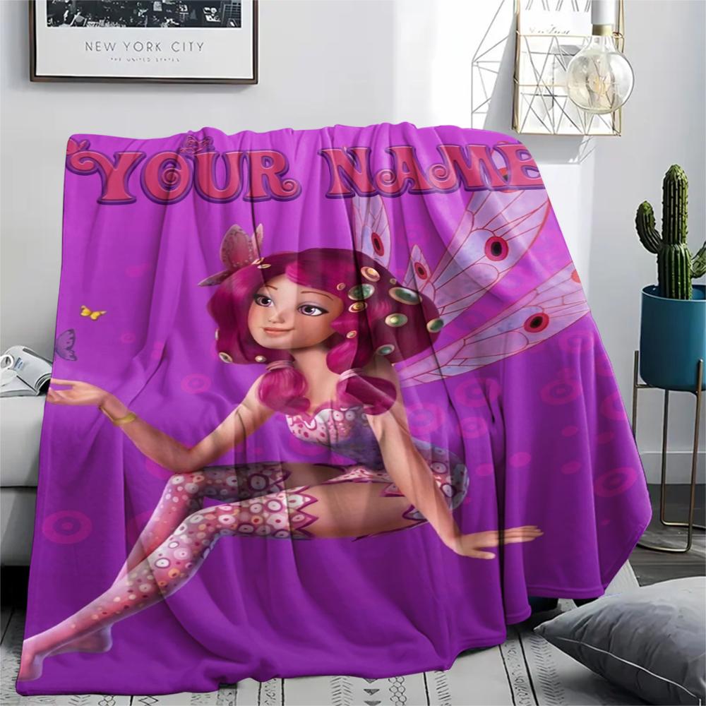1PC Custom Name Mia and Me Patterned Flannel Blanket Suitable For All Seasons for Home Decor Warmth and Comfort Gifts Holiday Present