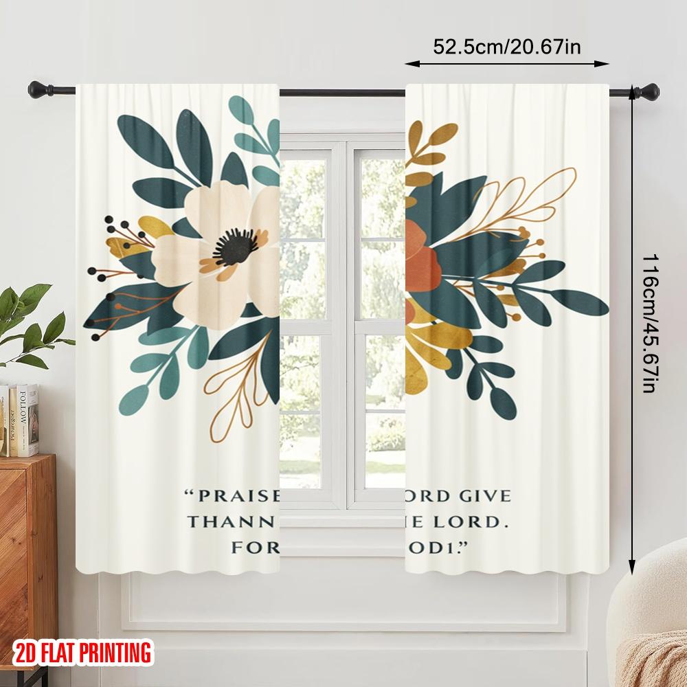 2pcs 2D flat printing Party Curtains Praise Lord Thanks Good 100% Polyester Fabric Without Electricity Holiday Decorations