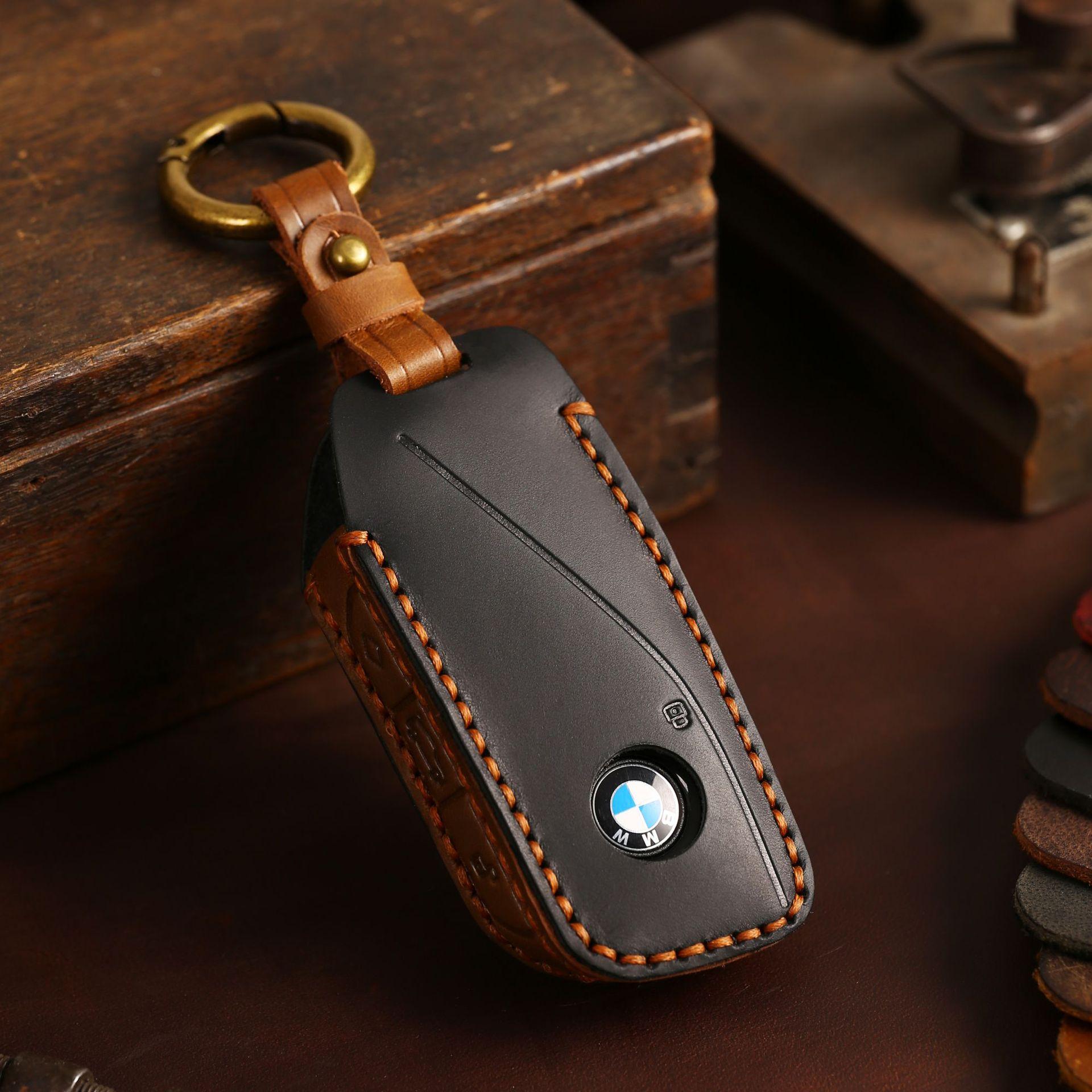 

Car key cover is suitable for 2024 BMW s new x7 leather key bag, special cowhide protective case, advanced sense чорний