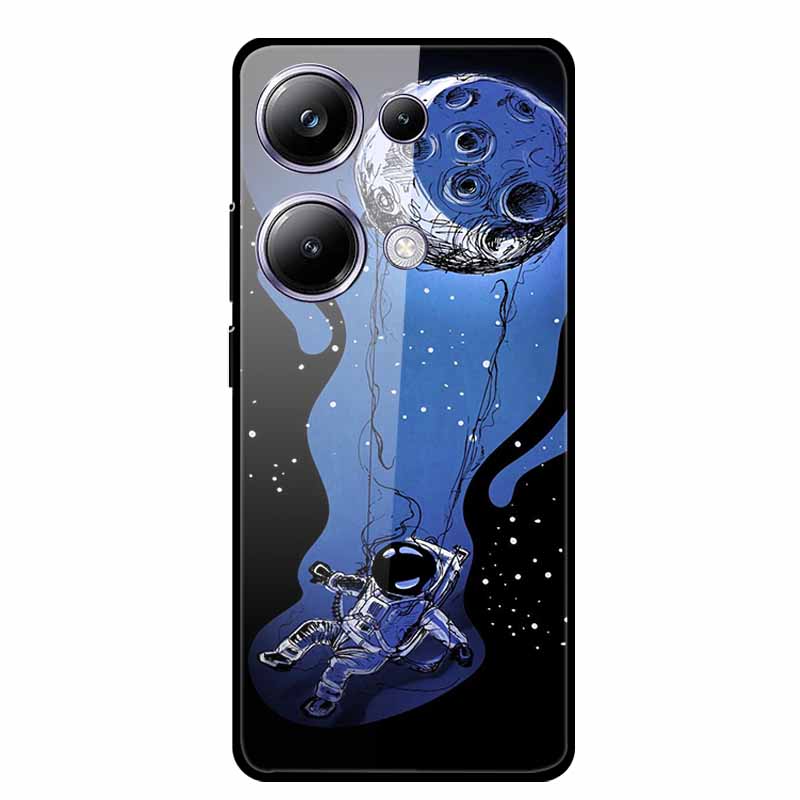 Glass Back Cover For Poco M6 Pro 4G Case M 6 M6Pro Hard Tempered Glass Case For Xiaomi Redmi Note 13 Pro Phone Case Soft Bumper