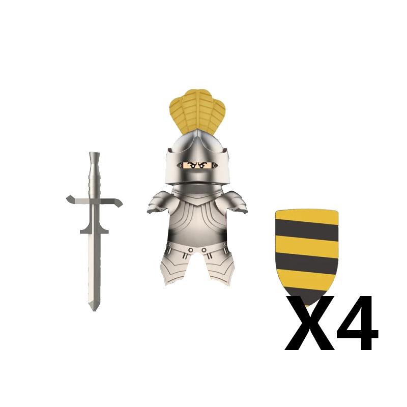 Medieval Castle Soldier Action Figures Building Block Dragon Anime Knight Accessory Warhorse Militia Helmet Shield Toy Gift S015