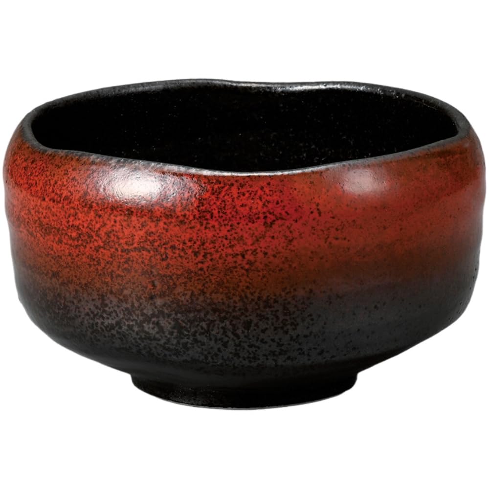 Matcha Yuzu Black and Red Diameter x Height Mino Made in Tea Ceremony Utensils Ale-net Bowl, Design, 12.7cm 7.4cm, Ceramic, Ware, Japan,