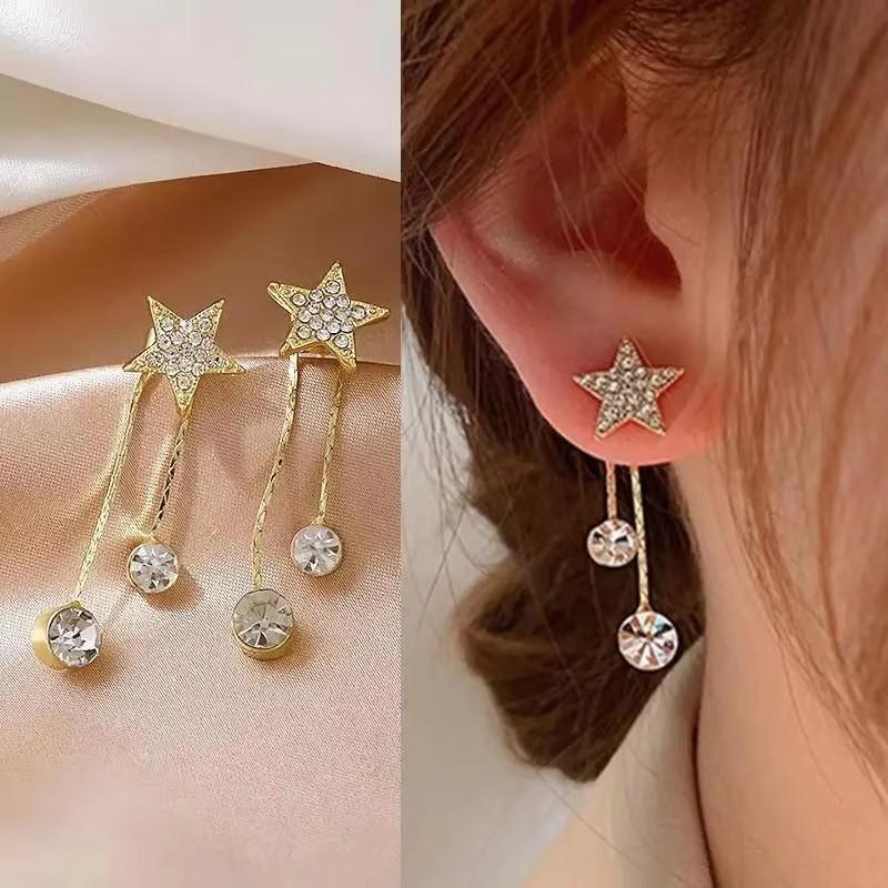 925 Silver Needle Green Red Butterfly Long Tassel Earrings For Women Jewelry Trending Korean Fashion Crystal Drop Earrings