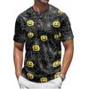 Men's Halloween Print Crew Neck Short Sleeve Top with Pumpkin and Web Pattern Casual Fit T Shirt for Daily Wear