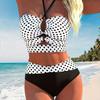 New Women's Black and White Dot Split Swimsuit TEMU1011 Popular Sexy European and American Vacation