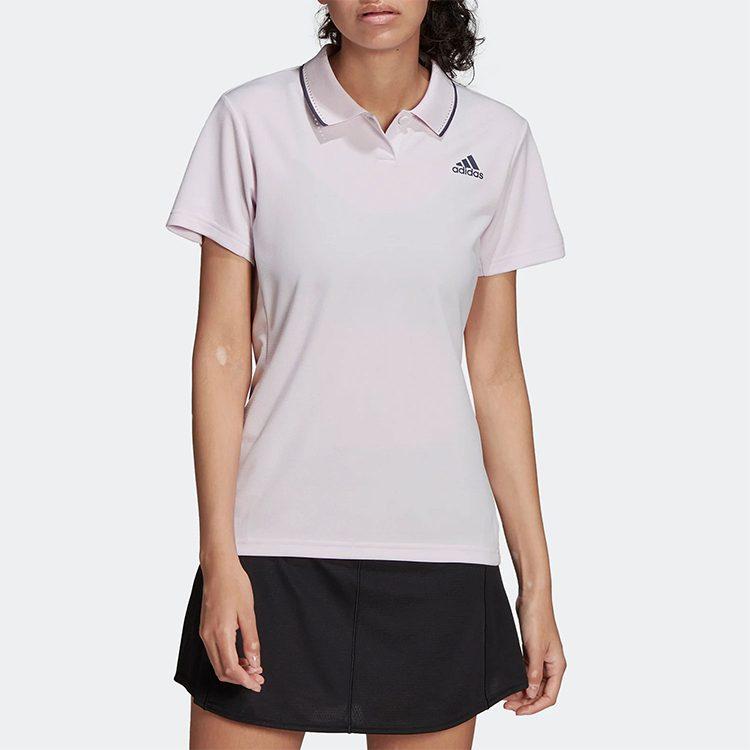 adidas Polo Shirts Women's Pink Crew Neck Moderate Straight Fit HC2719