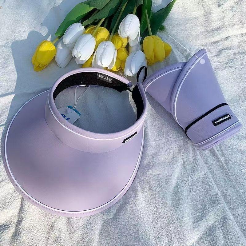 Women Summer Wide Brim Sun Hat Outdoor Ponytail Empty Top UV Protection Cap Female Lady Tour Beach Foldable Sunscreen Hats