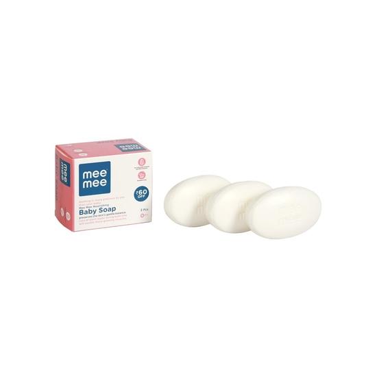 Sapone per Bambini Mee Mee 75g, Confezione da 3 (Compra 2, Ricevi 1 Gratis) | Sapone da Bagno Nutriente con Burro di Karité e Cacao Naturali | Per la Pelle Sensibile del Bambino