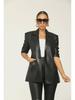 RC3090 Women's V-Neck Leather Split-Leg Pants Suit - European & American Style