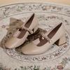 2025 Women’s Mary Jane Fairy Style Square Toe High Chunky Heel Shoes - Versatile for All Seasons