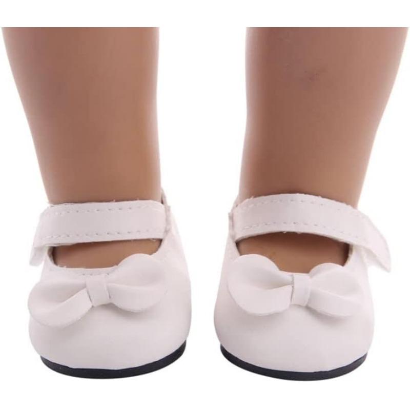 1 paio di scarpe per bambole in PU con fiocco per bambole americane da 18 pollici, accessori per bambole da 18 pollici, giocattoli