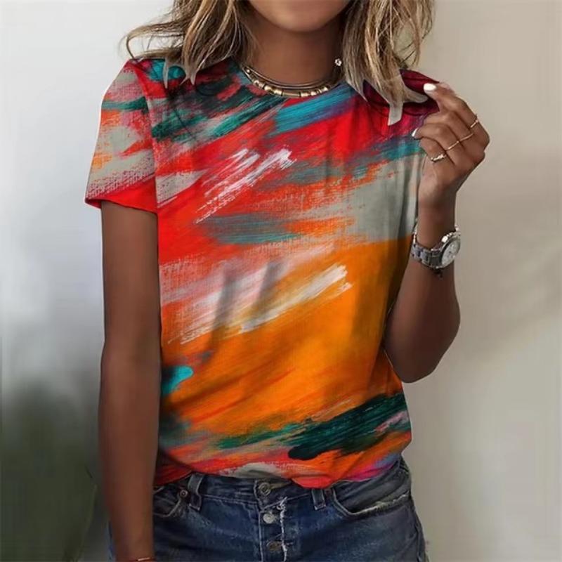 Colorful Scales 3D Print T Shirts Elegant Casual Pretty Women's Clothing Girls Funny Short Sleeve T-shirt Best Gift