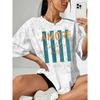 Summer New AMORE la dolce vita Letter-printed snowflake short-sleeve shirt T Shirt Top Round neck, light and breathable, suitable for spring, summer,