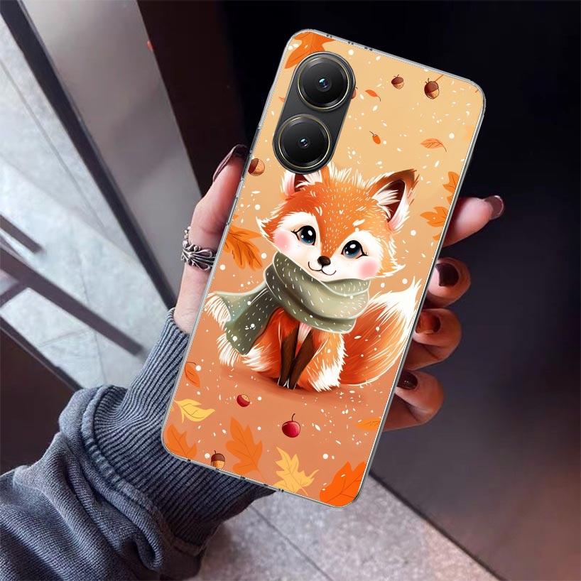 Animal Fox Phone Case For Xiaomi Poco X5 X6 X7 Pro F7 Ultra M7 Redmi 15C 15 13C 13 12C 12 10 10C 10A 9 9C 9T 9A Cover Poco X3 X5