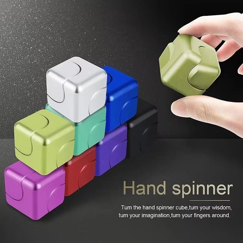 Fingertip Square Decompression Spinning Top Cube Metal Kids Adult Toy Stress Relief Anti-Anxiety Fingertip Toys