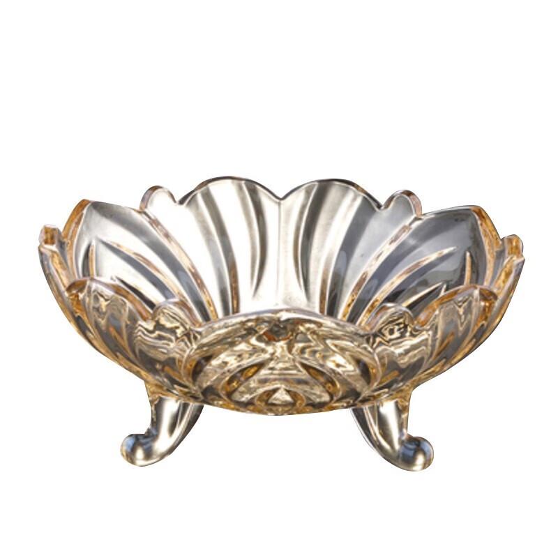 Large European Style Gold Glass Fruit Bowl