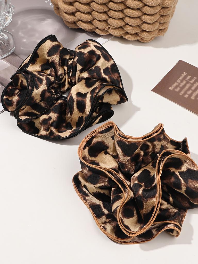 1 Pcs Leopard Print Hair Scrunchies,Big Hair Bands for Thick Hair,Soft Hair Ties Ropes for Women Girls Hair Accessories