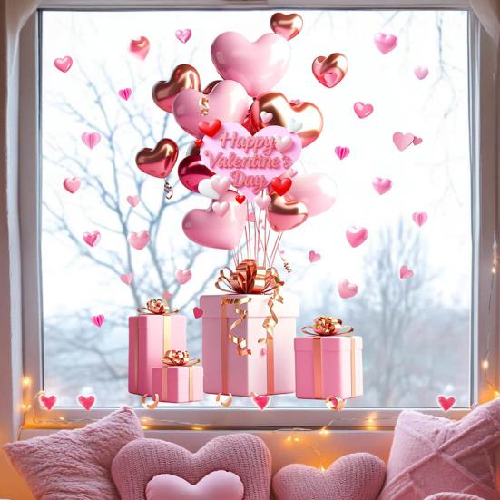 Naklejki Okienne na Walentynki Duże Czerwone Różowe Serca Naklejki na Okno Dwustronne Wielokrotnego Użytku Naklejki Dekoracyjne na Ślub Rocznicę Imprezę Drzwi Szklane Domu