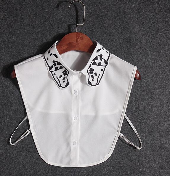 Women's Fake Collar Shirt White Fake Collar Women Detachable Collars Embroidery Cotton False Collar Shirt Col Amovible Femme