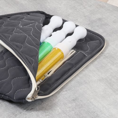 Fuji Boeki Oshikatsu Goods Penlight Case, 16cm Wide X 1cm Deep X 30cm High, Gray Quilted, Storage, Men's Colors, Oshikatsu, with Interior Pocket, Reme