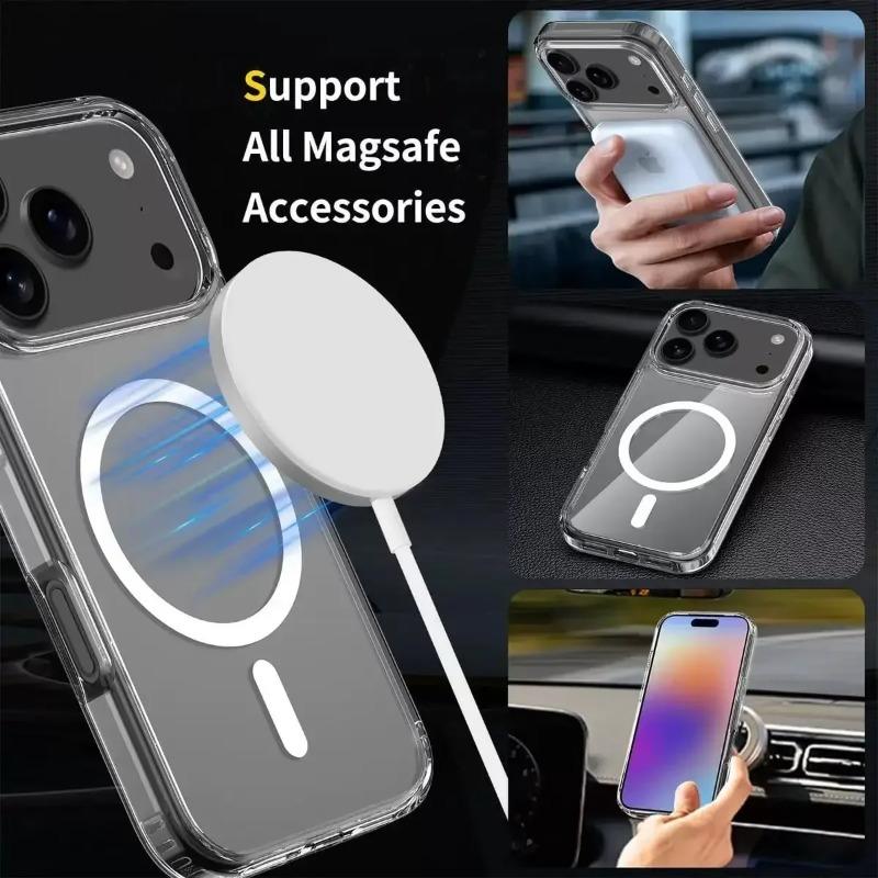 Strong Magnetic Case For iPhone 17 ProMax 17Pro 17Air Transparent Phone Cover For iPhone 17 Suit for Magsafe Charging Shell