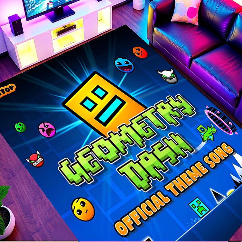 Geometry Dash Print Rug, Washable Floor Carpet, For Entryway Dorm Laundry Room Office Study, Home Decor Birthday Christmas Gift