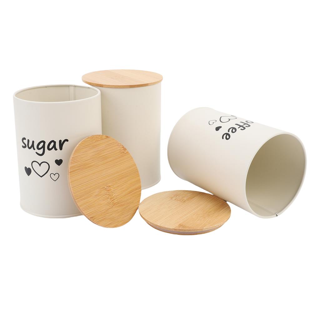3PCS Airtight Coffee Canister Iron Coffee Bean Storage Container Food Canister Jar with Lid for Kitchen Tea Cereal