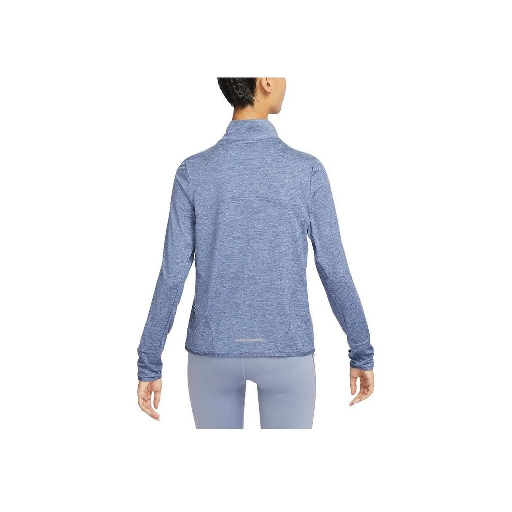 Nike Solid Color Logo Sports Training Casual Sun Protection Quick-Dry Reflective Half-Zip Pullover Long Sleeve T-Shirt Women Tops Blue FB4317-493