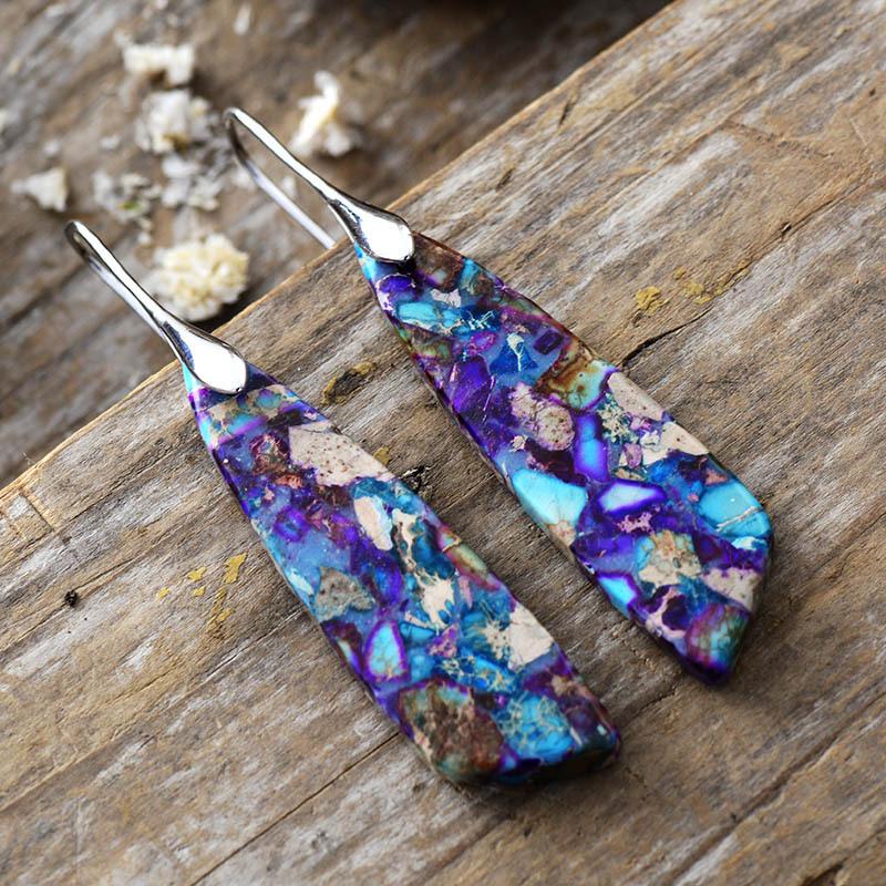 High-quality bohemian wind knife-shaped natural stone earrings, earrings, light luxury fashion jewelry.