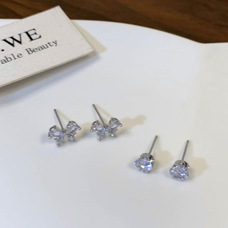 4Pcs/Set Fashion Simple Rhinestone Heart Butterfly Stud Earrings For Women Y2K Punk Light Luxury Exquisite Wedding Jewelry Gifts