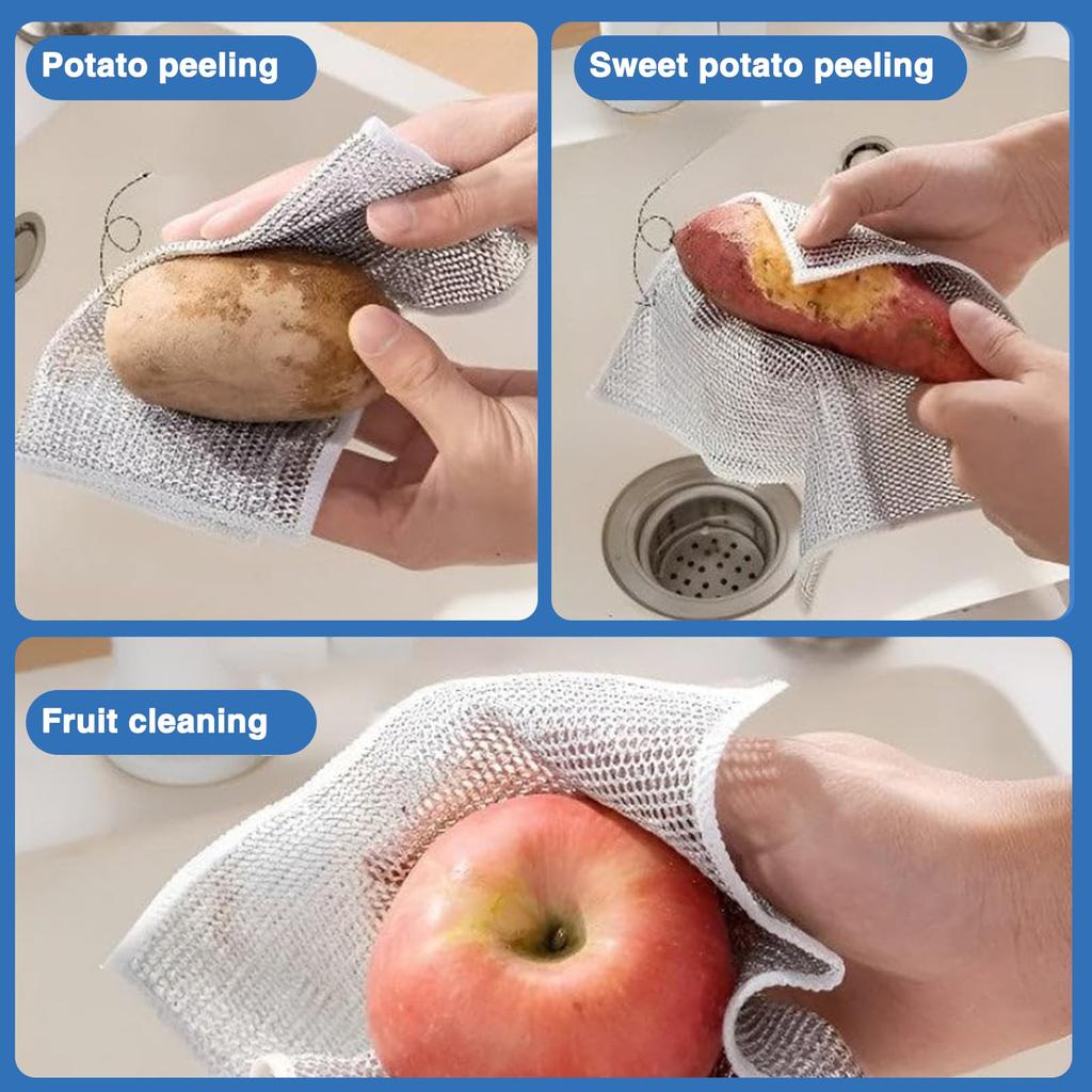 Multipurpose Wire Dishwashing Rags 10PCS Scrub Dish Cloths Reusable Cleaning Cloths For Wet And Dry Multifunctional Dish Washing