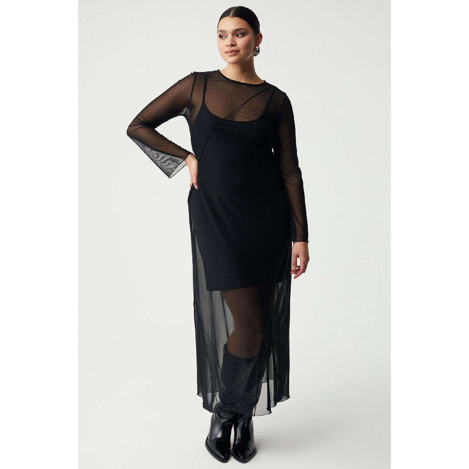 

Ariabb Female Tulle Mesh Fabric With A Lined Back Black Black Size Dress L чорний