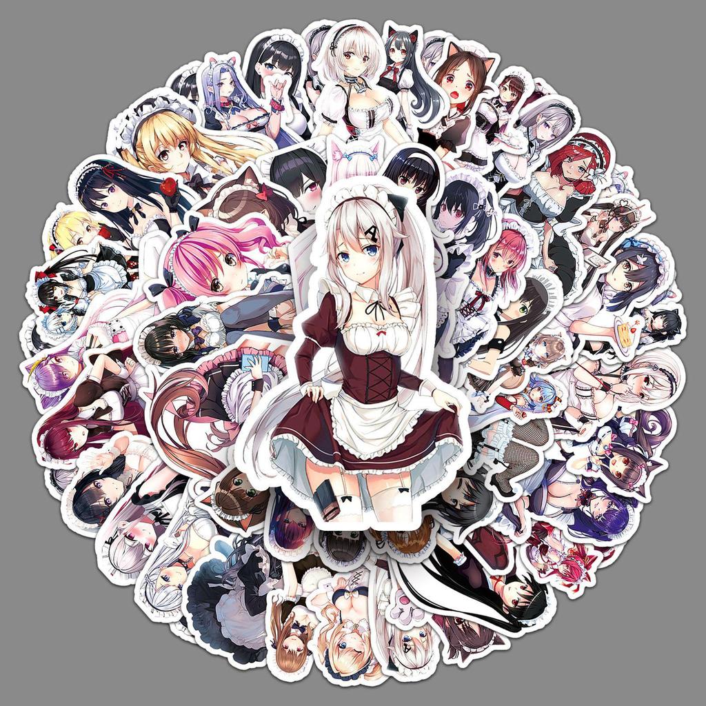 50 Sexy Anime Maid Stickers: Japanese Style Beauty Decorations for Computers