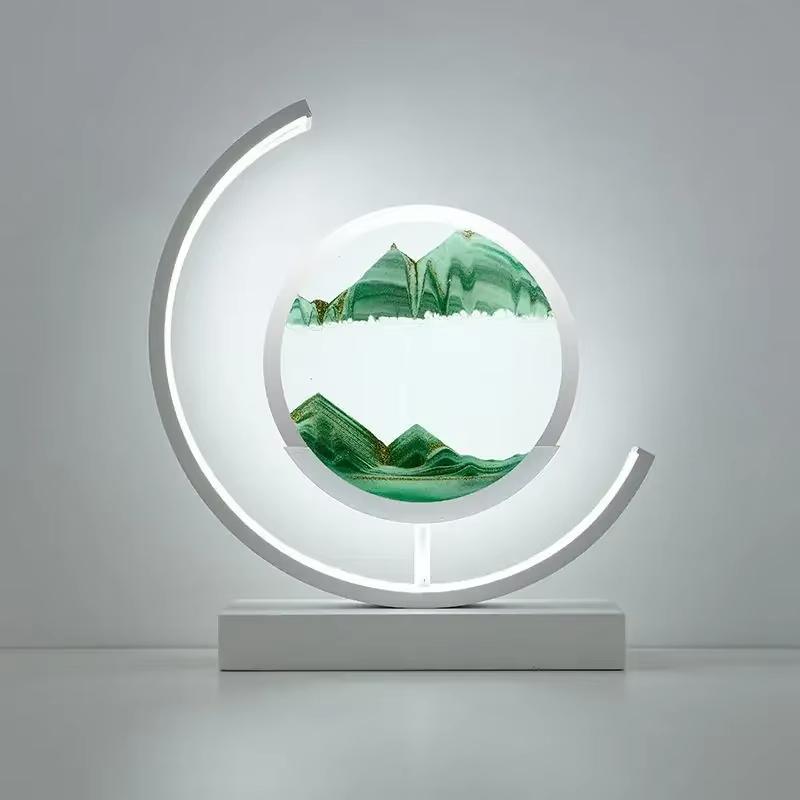 Sandscape Moving Sand Art Picture Table Lamp Quicksand 3D Dynamic Liquid Hourglass Flowing Sand Painting Bedroom Home Decor Gift
