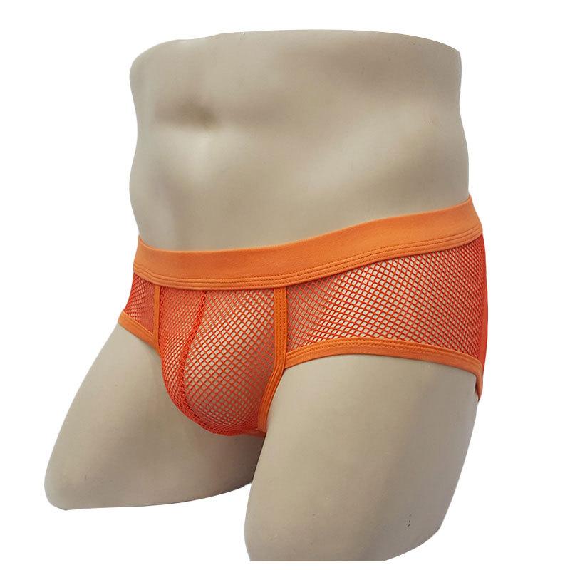 Men's Triangle Underwear Mesh Breathable Low Waist Transparent Underwear Solid Color Underwear