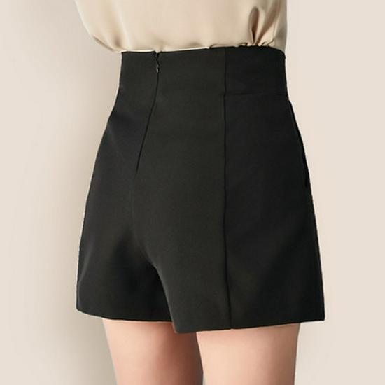 

Autumn/Winter 2024 Black High-Waisted A-Line Chiffon Shorts: Loose, Slimming, Casual Wide-Leg Pants XL 120-140 jin чёрный