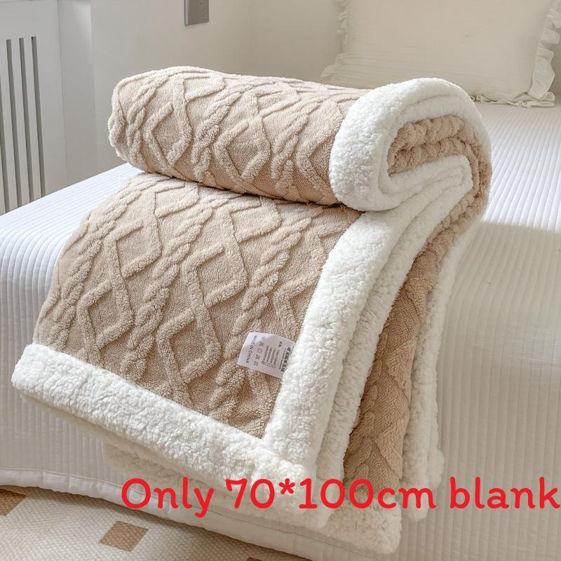 Jacquard Color Solid Thickened 70x100cm Blanket Double Sided Fluff Plush Office