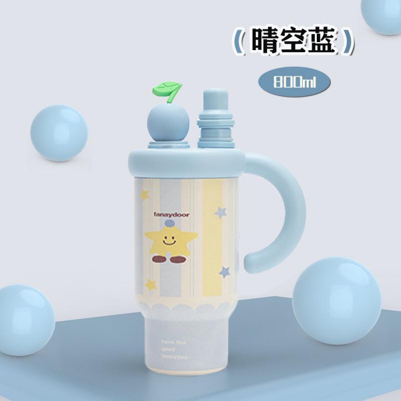 New Zhiqiu high-value girls' giant car water cup large-capacity thermos cup stainless steel straw thermos cup