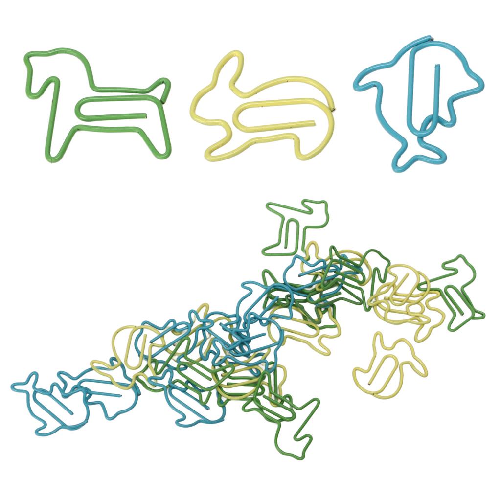32 Box Paper Clips 3 Colors Innovative Pony Rabbit Dolphin Combo Small Metal Paperclips for Paperwor