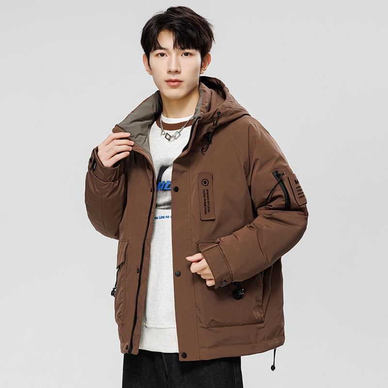 Men's Short Hooded Jacket Men's Sports Warm White Duck Down Thickened Casual Clothes